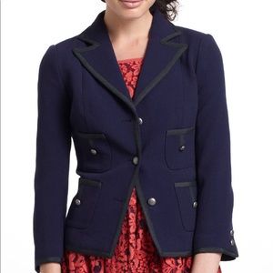 Anthropologie Cartonnier Window Pane Navy Blazer